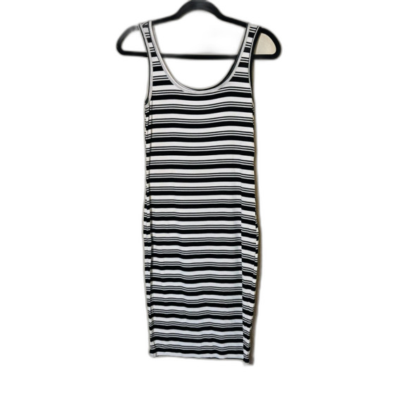 BCBGeneration Black White Stripe Stretch Knit Tank Midi Sundress Small - Picture 1 of 8